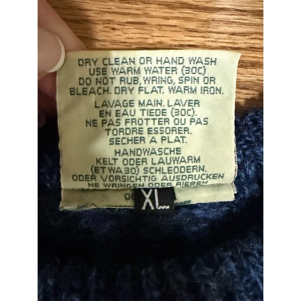 Carraig Donn Aran Sweater Blue 100% Pure New Wool Cable Knit Ireland Fisherman